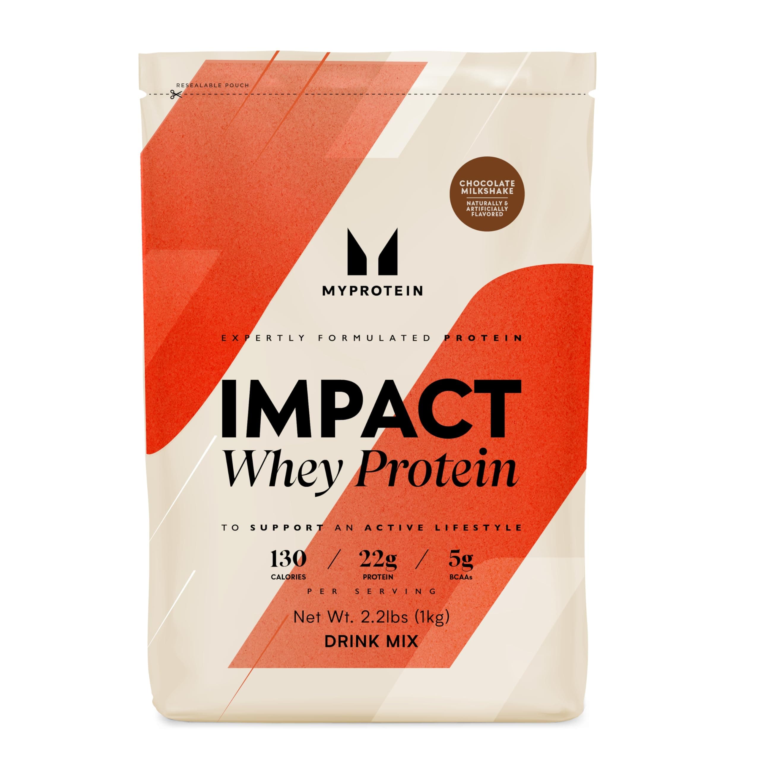 Impact Whey Protein Powder, 2.2 Lbs (30 Servings) Chocolate Milkshake, 22g Protein & 5g BCAA Per Serving, Protein Shake for Superior Performance, Muscle Strength & Recovery, Gluten Free