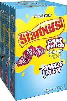 Starburst Go Powdered Drink Mix, Fruit Punch, 3 Boxes with 6 Packets Each - 18 tal Servings, Sugar-Free Drink Powder, Just Add Water, 6 count (Pack of 3)