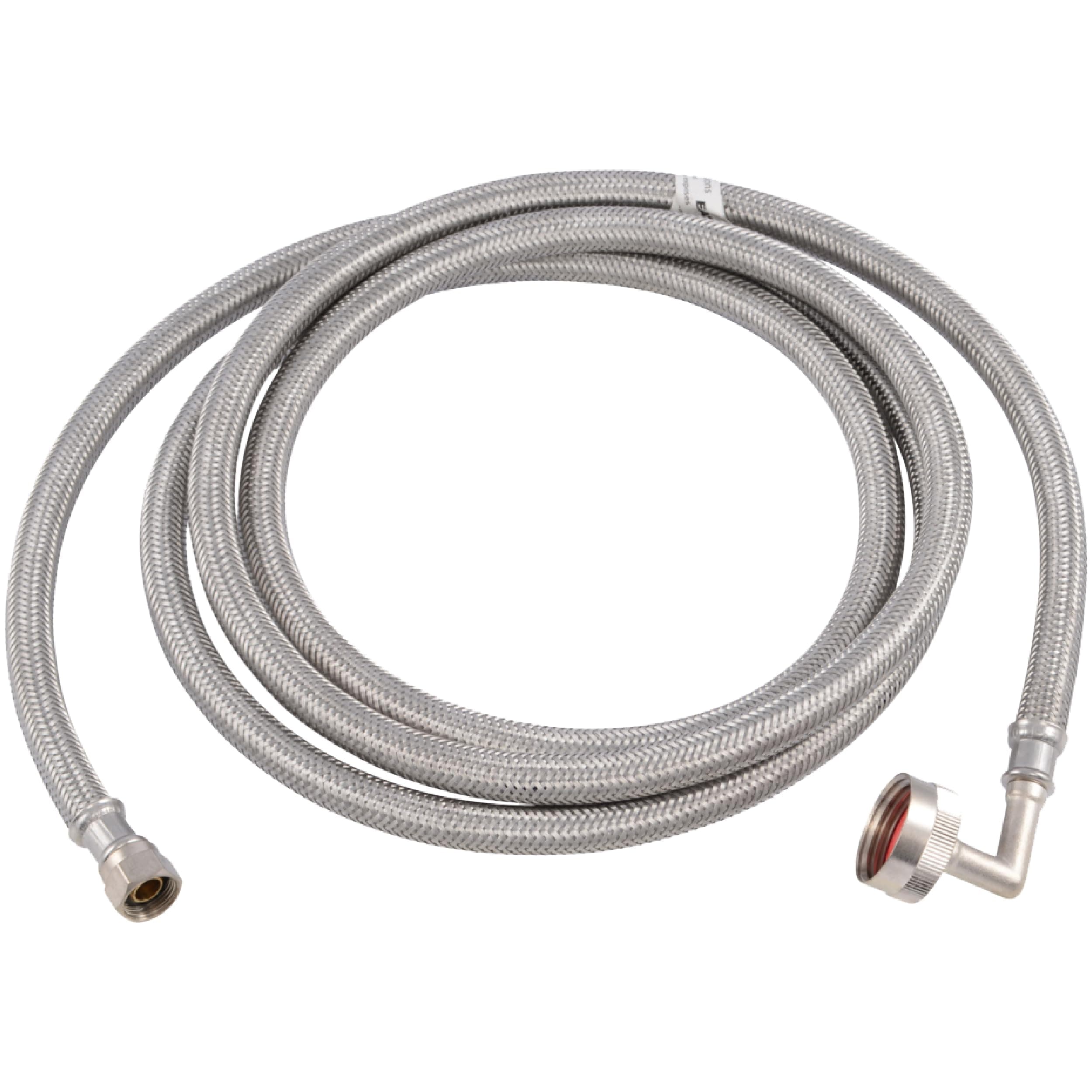 8 foot Dishwasher Supply Line, 3/8 Inch Compression x 3/4 Inch FHT Elbow, Braided Stainless Steel Dishwasher Connectors, 41013
