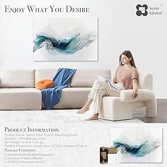 8-Pack Acoustical Wall Panels,48 X 32 Inches Sound Absorbing Panels, Decorative Acoustical Wall Panels, Acoustic Treatment for Recording Studio, Ethereal Illumination