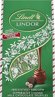 Lindt Lindor Limited Edition Peppermint Cookie Milk Chocolate Truffles Stocking Stuffer Gift Bag, 5.1 Oz