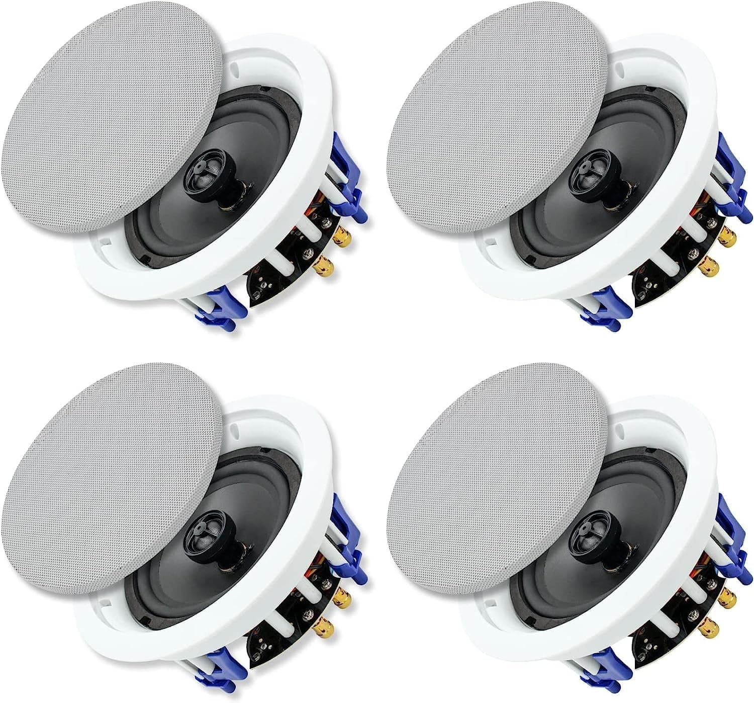 Herdio 6.5 inch 640 Watts Ceiling Speakers 2 Way Flush Mount Passive for Office,Kitchen,Living Room(4 Speakers)