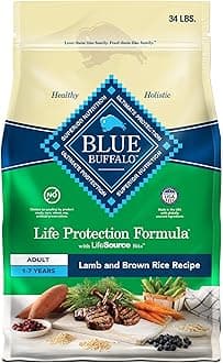 Blue Buffalo Life Protection Formula Adult Dry Dog Food, Helps Build and Maintain Strong Muscles, Made with Natural Ingredients, Lamb & Brown Rice Recipe, 34-lb. Bag