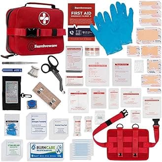 Surviveware 184 Pcs Comprehensive Waterproof Premium Survival First Aid Kit - Medical Emergency Kit for Travel Camping Gear, Home Essentials & Outdoor Emergencies - Survival Kit