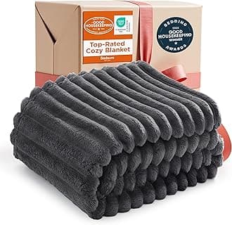 Grey Fleece Throw Blanket for Couch - Super Soft Cozy Blankets for Women, Cute Small Throws for Girls, 50x60 Inches