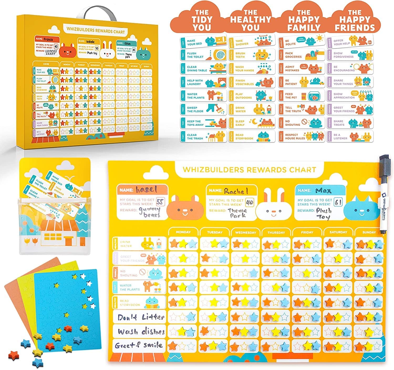 Behavior Chart for Kids at Home– Daily Responsibility Reward Chart for Multiple Kids and Toddlers, Magnetic Calendar for Multiple Household Chores - Homeschool Kindergarten Preschool Learning Supplies