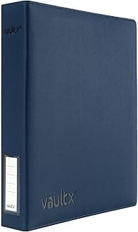Vault X Trading Card 3 Ring Binder, fits 9 Pocket Pages, 540 Cards, Exo-Tec Material, Easy Open, D-Ring Clip Folder for Collectible Card Games, Sports, TCG (Blue, Slim)