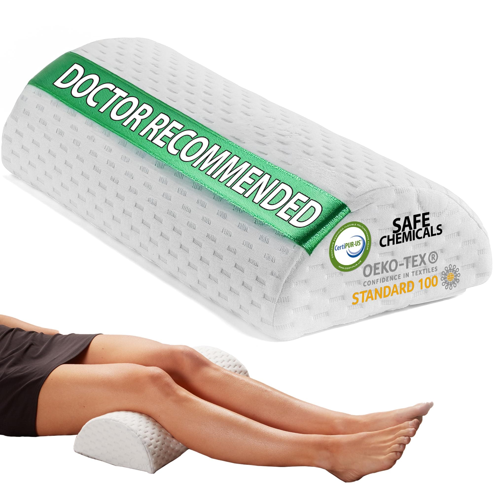 ComfiLife Knee Pillow for Back Sleeping – 100% Memory Foam Bolster Pillow for Legs – Under Knee Pillow for Sleeping on Back – Leg & Hip Pain Relief for Side Sleepers – Half Moon Pillow