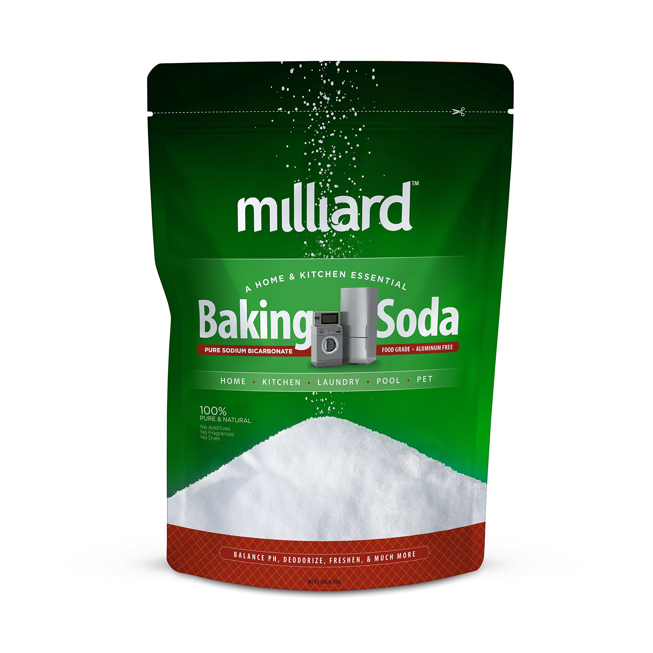 Milliard 10lbs Baking Soda/Sodium Bicarbonate USP - 10 Pound Bulk Resealable Bag