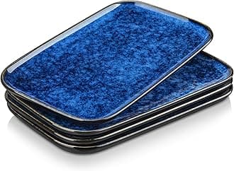 vancasso Stern Serving Platter & Tray Set, 4-Piece Ceramic Serving Plates for Parties, 11 Inch Easy-Clean Large Serving Dish for Main Course and Side Dishes, Blue