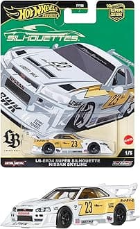 Hot Wheels Car Culture Silhouette LB-ER34 Super Silhouette Nissan Skyline Toy Vehicle Mini Car, Ages 3 and Up, White JBK59