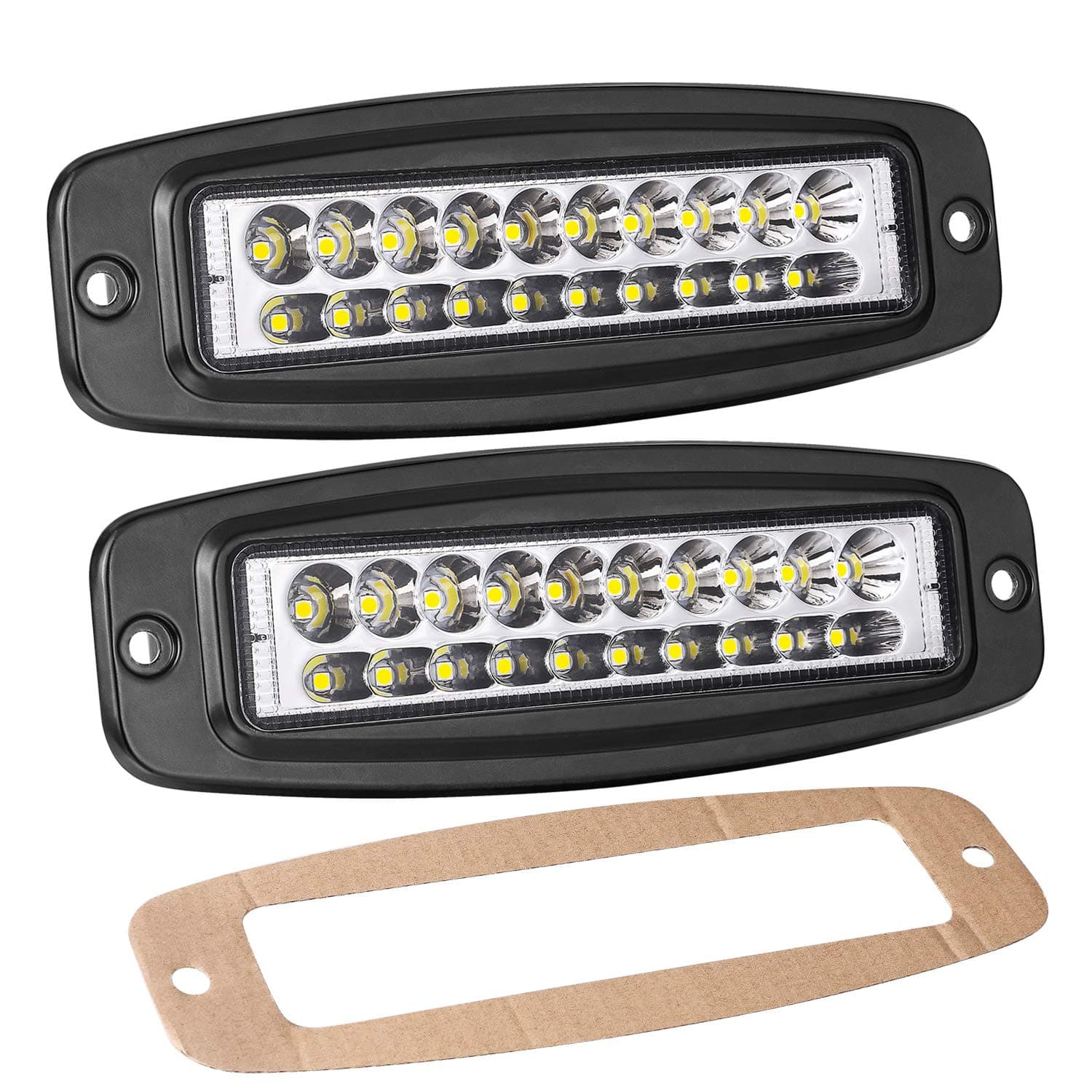 AKD Part Flush Mount LED Pods, 2Pcs 7 inch 80W LED Flush Mount Light Bar LED Work Light Off Road Driving Lights Super Bright Fog Lights for Truck Bumper Boat