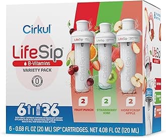 LifeSip B-Vitamins Flavor Water Variety Pack, Makes 36 Drinks, No Sugar, Zero Calorie Drink Mix, (2 Fruit Punch, 2 Strawberry Kiwi, 2 Honeycrisp Apple)