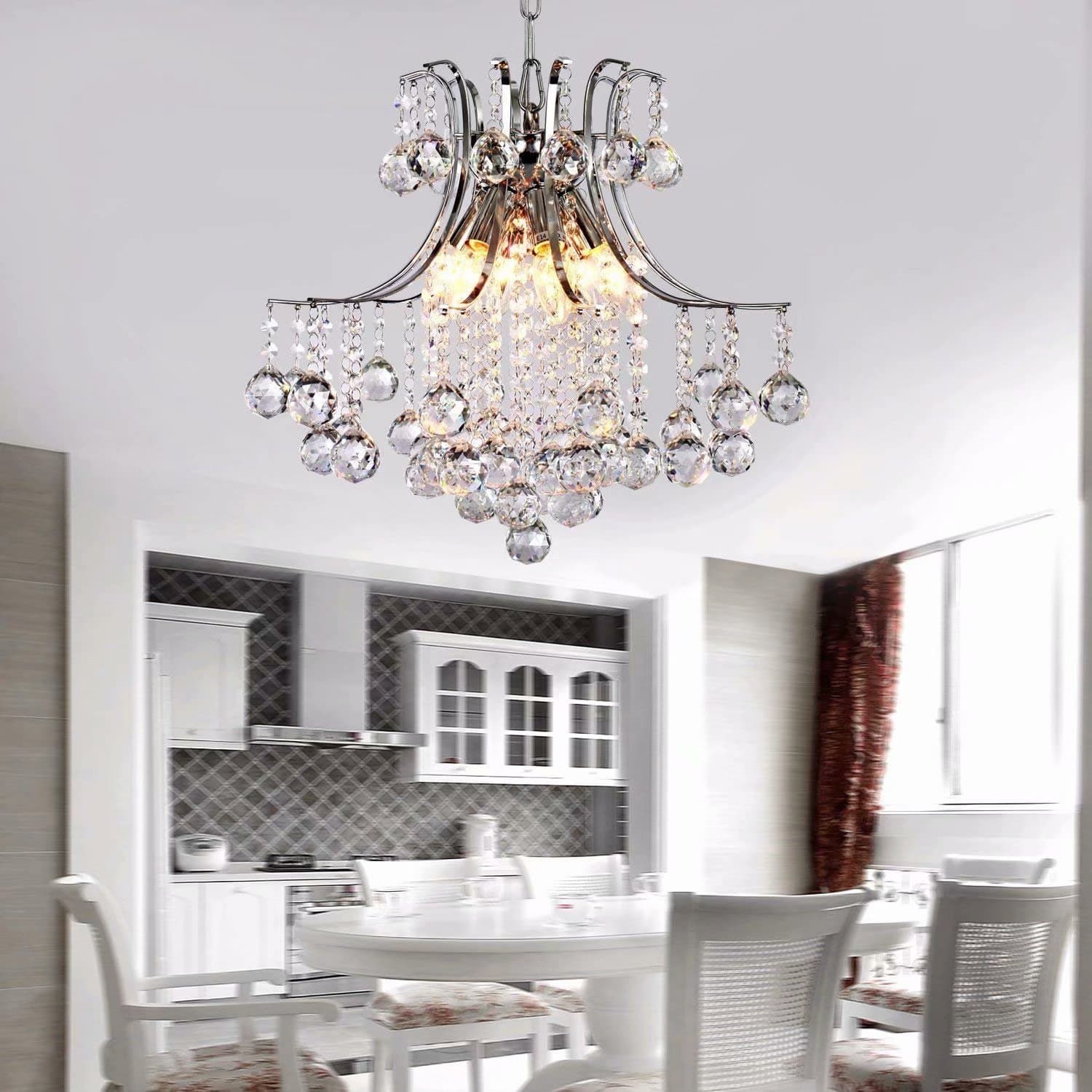 LOCO Modern Crystal Chandelier with 6 Lights, Modern Ceiling Light , Bedroom, Living Room