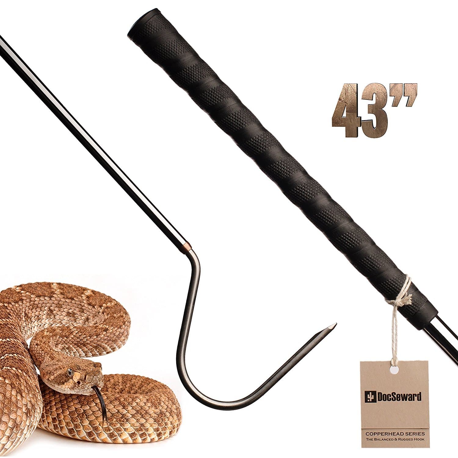 Snake Hook, Copperhead Series for Catching, Controlling, or Moving Snakes, Stainless Steel & Copper, Field Length (43 inches)