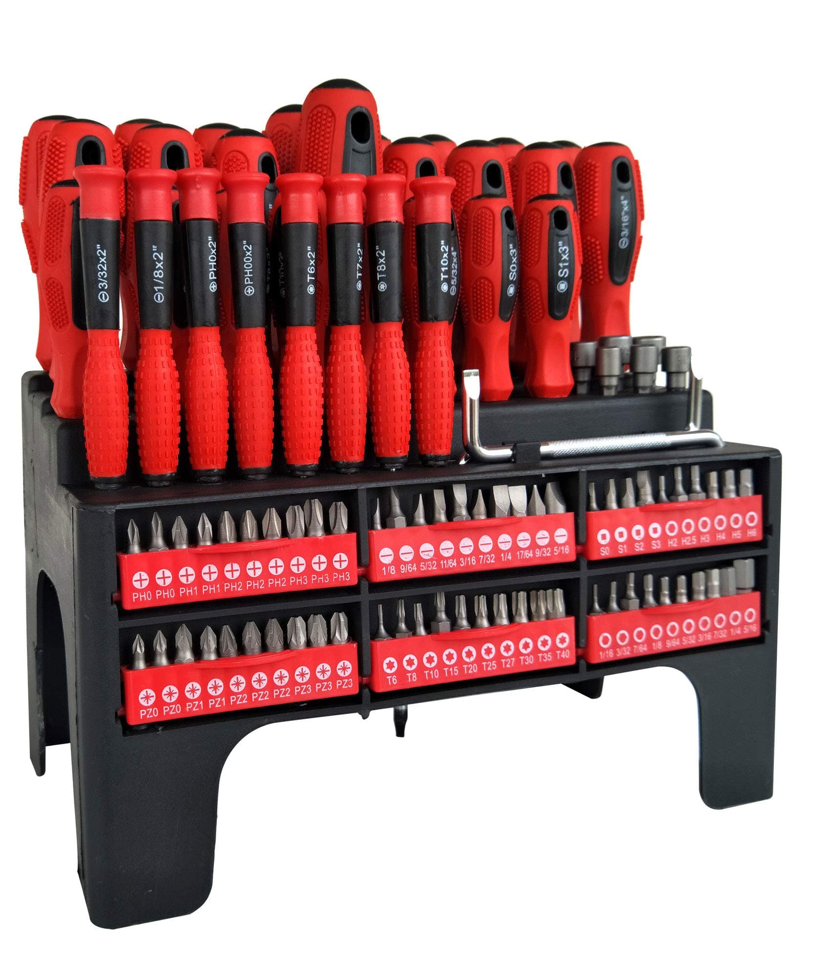 Neocraft 100 Piece Magnetic Screwdriver Set with Organizer Rack Phillips Torx Square Precision Bits Nut Driver Gift for Men