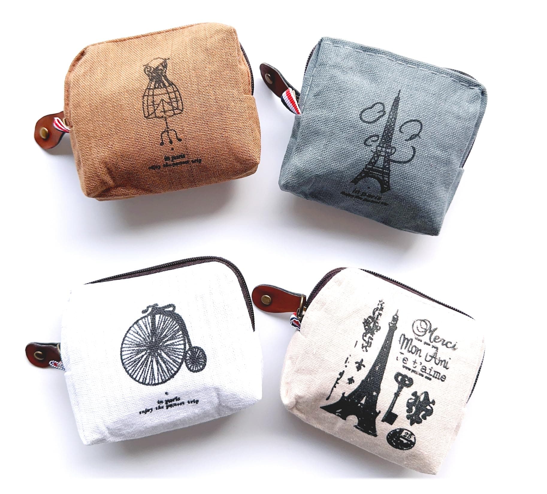 4pcs Vintage Paris Theme Coin Pouches