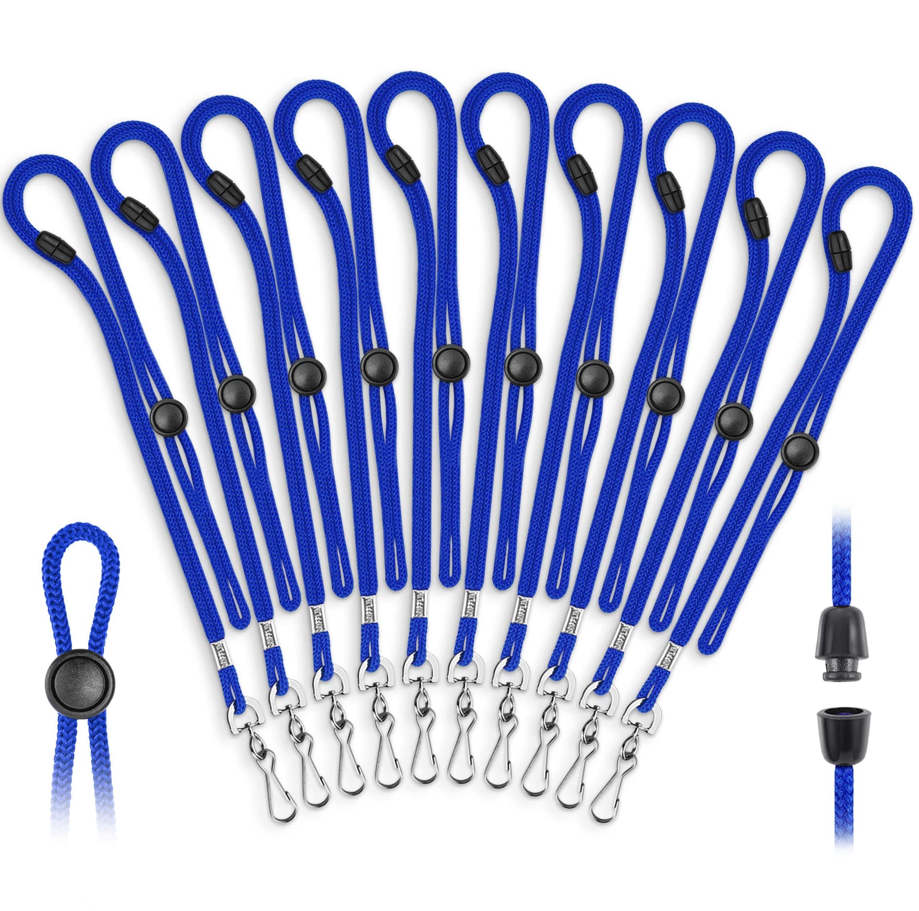 MIFFLIN-USA - Adjustable Safety Breakaway Lanyards for ID Badges, Identification Cards & Name Tags - Blue, 36 Inch, Bulk Pack of 100