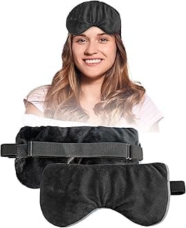 Heated Eye Mask for Dry Eyes, Stye, Blepharitis & Puffiness Relief – Microwavable Warm Compress with Soft Fleece – ThermoDR Reusable Mask for Fatigue, Strain, Sinus & Irritation – Black