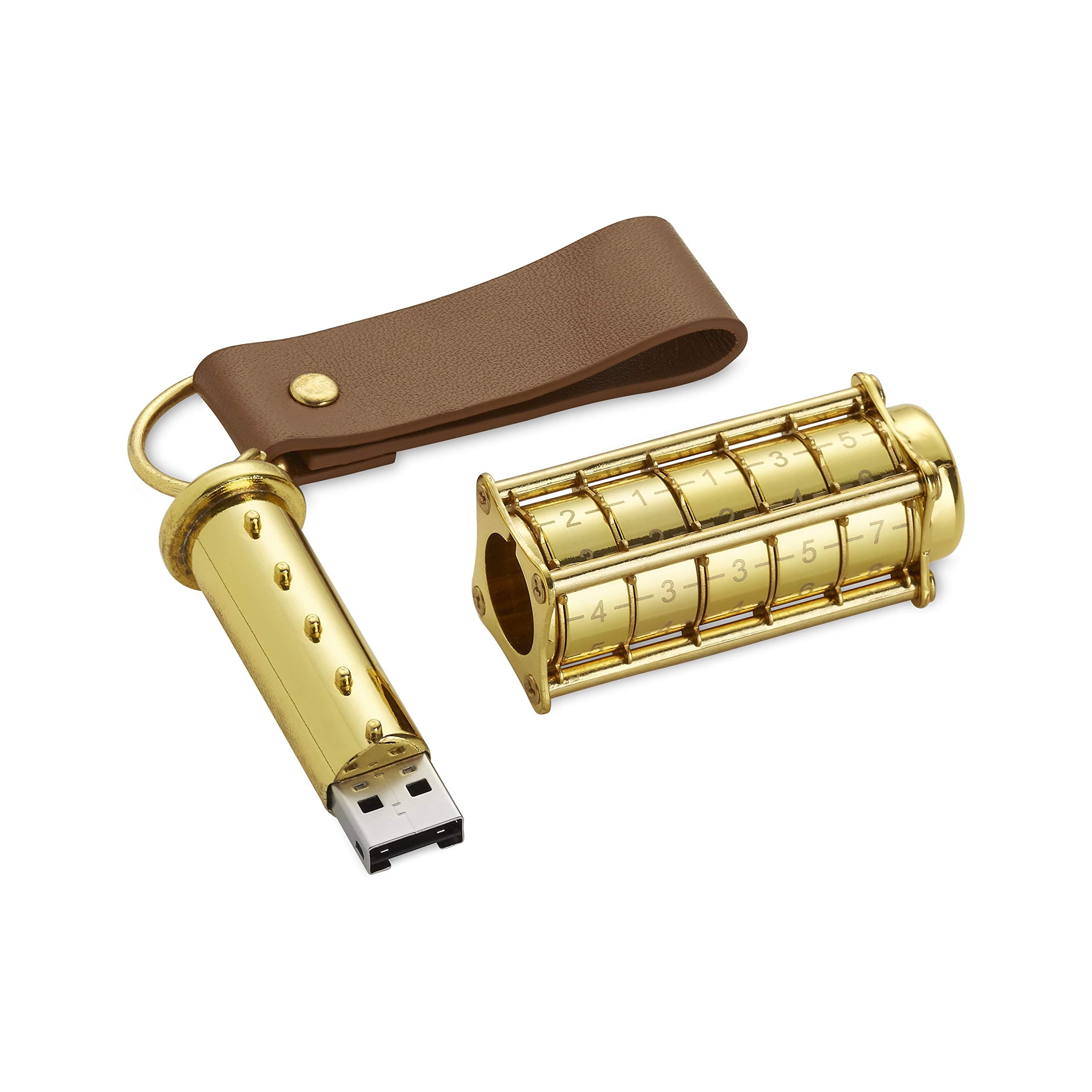 Cryptex USB Flash Drive | Unique Password Protected Flash Drive | Safely Store Up To 128gb | gold Coloured Portable Flash Drive | Inspired By Leonardo Da Vincis Sketches