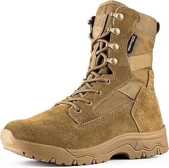 FREE SOLDIER Men's Tactical Boots 8 Inches Lightweight Combat Boots Durable Suede Leather Military Work Boot Desert Boot