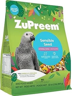 Sensible Seed Bird Food, Parrot, Conure, Caique, African Grey, Eclectus, Small Cockatoo, Seed and Pellet Blend for Medium Large Birds (ML, 2 lbs)
