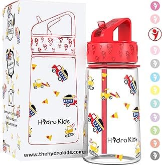 Water Bottle with Straw – 400ml BPA Free Kids Water Bottles for School Travel Sports – Leakproof Childrens Drink Bottle for Girls Boys Childs