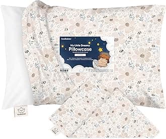 KeaBabies Toddler Pillowcase 13"x18" - Organic Cotton Toddler Pillowcase for Kids, Boys, Girls, Soft & Durable Cotton Cover for Miniature Sleepy Pillows,Cute Colors,Pillow Sold Separately(Flora Vale)