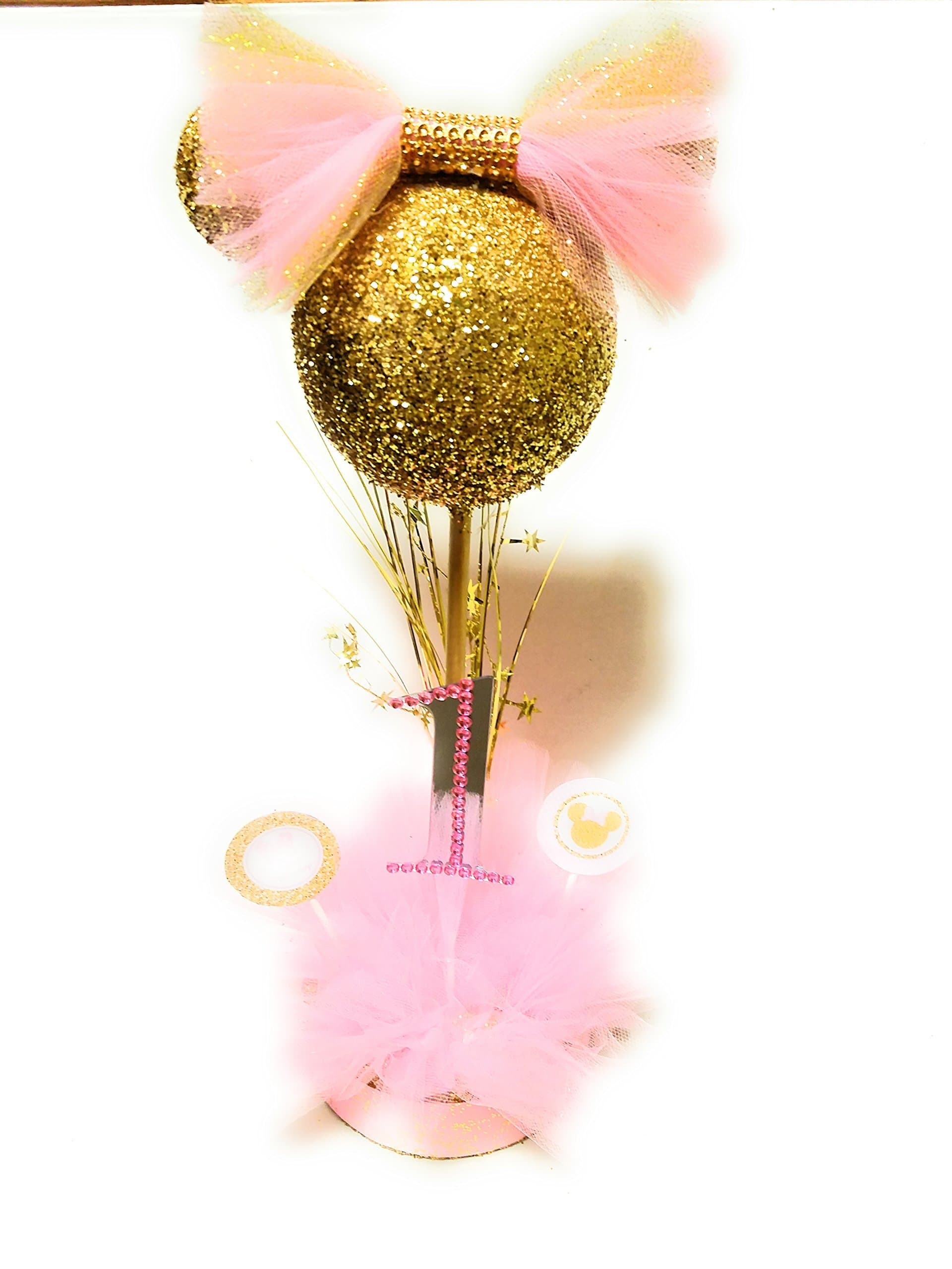 Gold and Pink Minnie Mouse Centerpiece