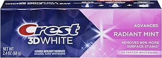 Crest 3D White Advanced Teeth Whitening Toothpaste, Radiant Mint, 2.4 oz