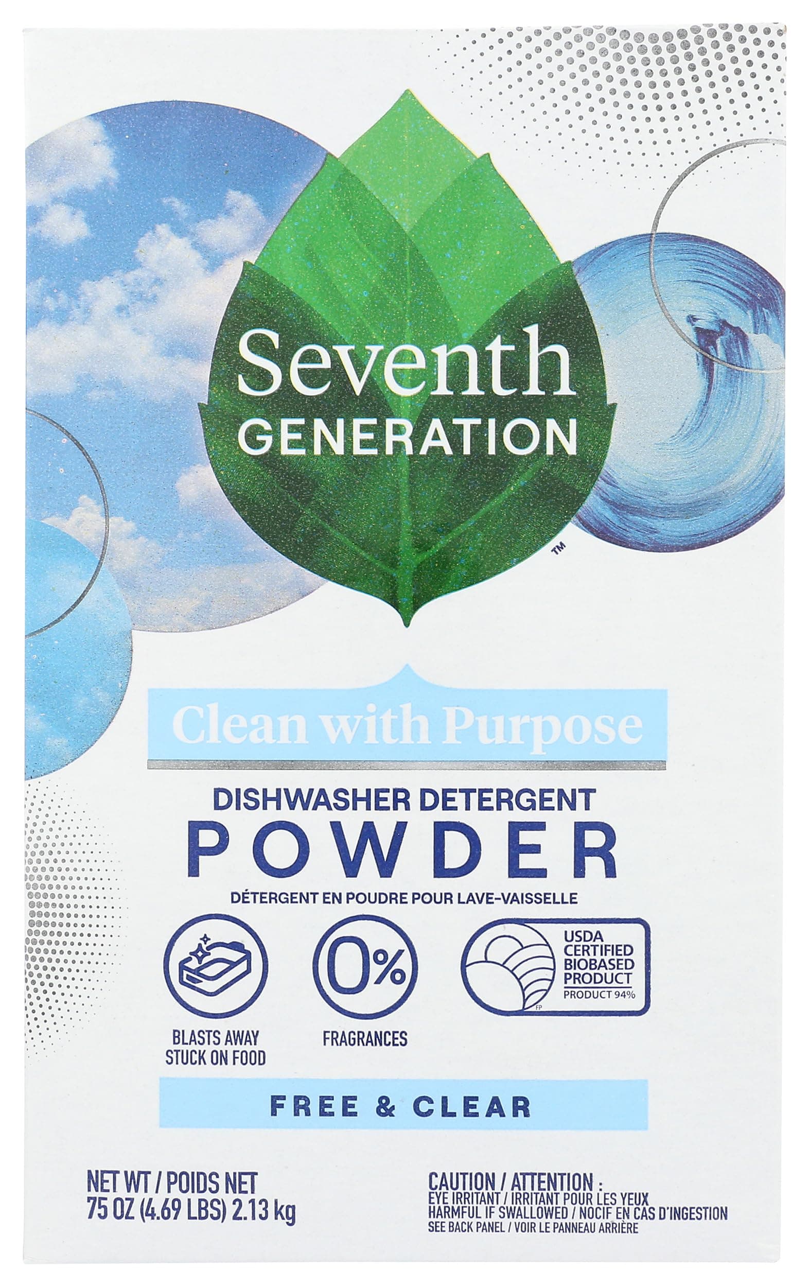 Free and Clear Dishwasher Detergent Powder 75 oz