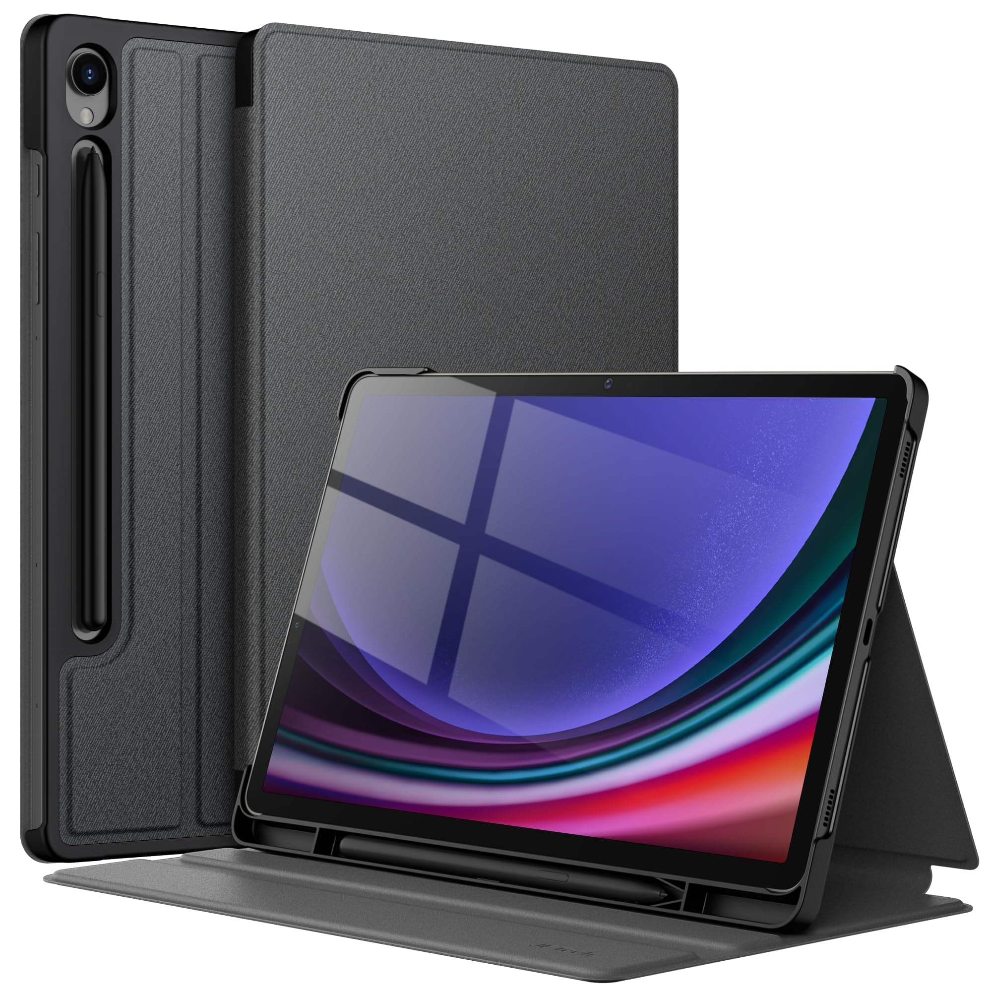 Case for Samsung Galaxy Tab S9 11-Inch with S Pen Holder, Slim Folio Stand Protective Tablet Cover, Multi-Angle Viewing (Black)