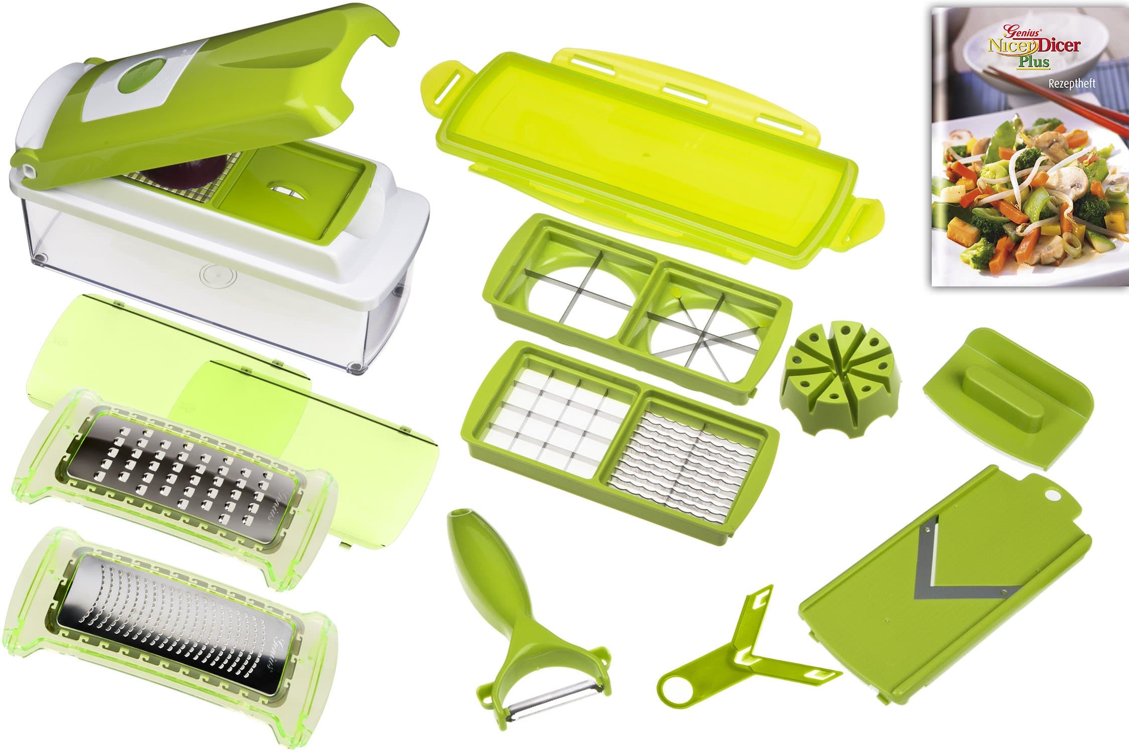 Genius Nicer Dicer Plus Set of 14 Kiwi