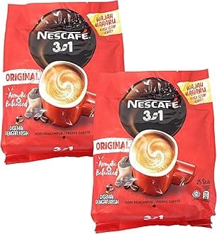 2 Packs Nescafé 3-in-1 ORIGINAL Premix Instant Coffee Single Serve Packets Total 50 Sticks