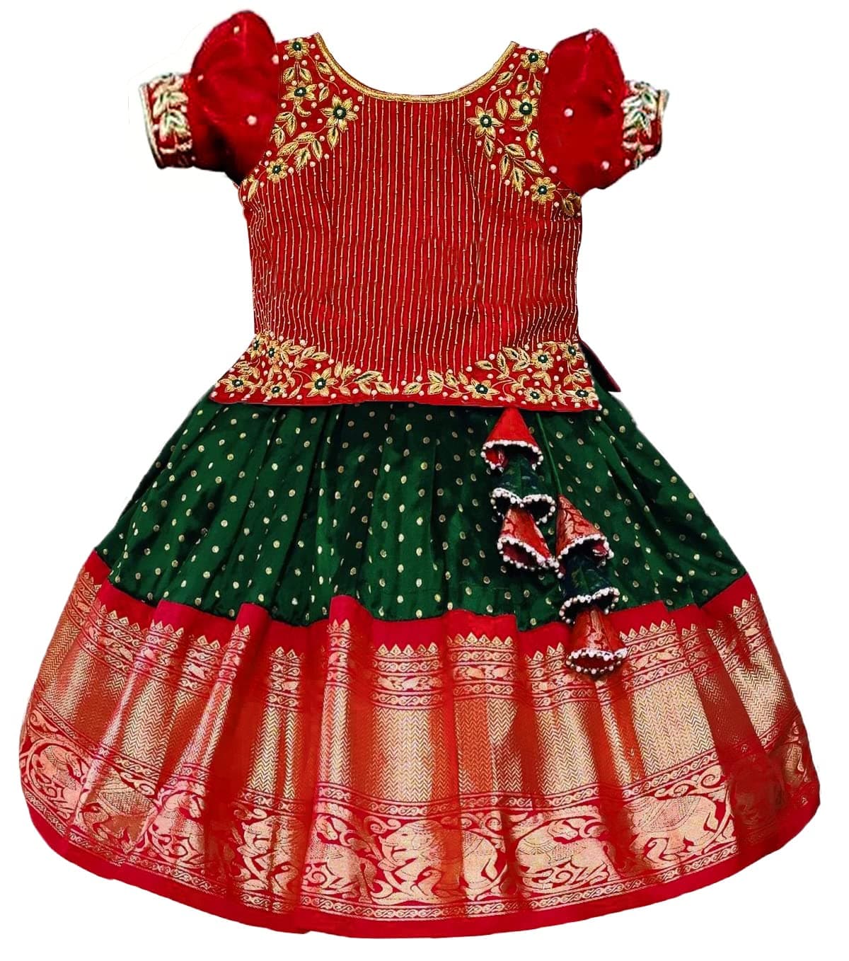 White Button Baby Girl Polyester Blend Readymade Lehenga Choli Set