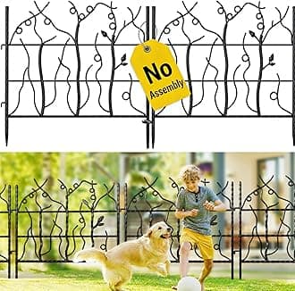 AMAGABELI GARDEN & HOME 5 Panel 26in(H)×11.5ft(L) Decorative Garden Fences and Borders for Dogs No Dig Rustproof Metal Fence Panels Garden Edging Animal Barrier Fencing for Flower Bed Yard Patio