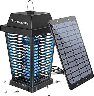 Solar Bug Zapper 4500V Electric Mosquito Zapper Outdoor Updated Fly Zapper Indoor Rechargeable Mosquito Killer with Solar Panel & Type-C Cable Fly Trap with UV Light for Flies Gnats Moths