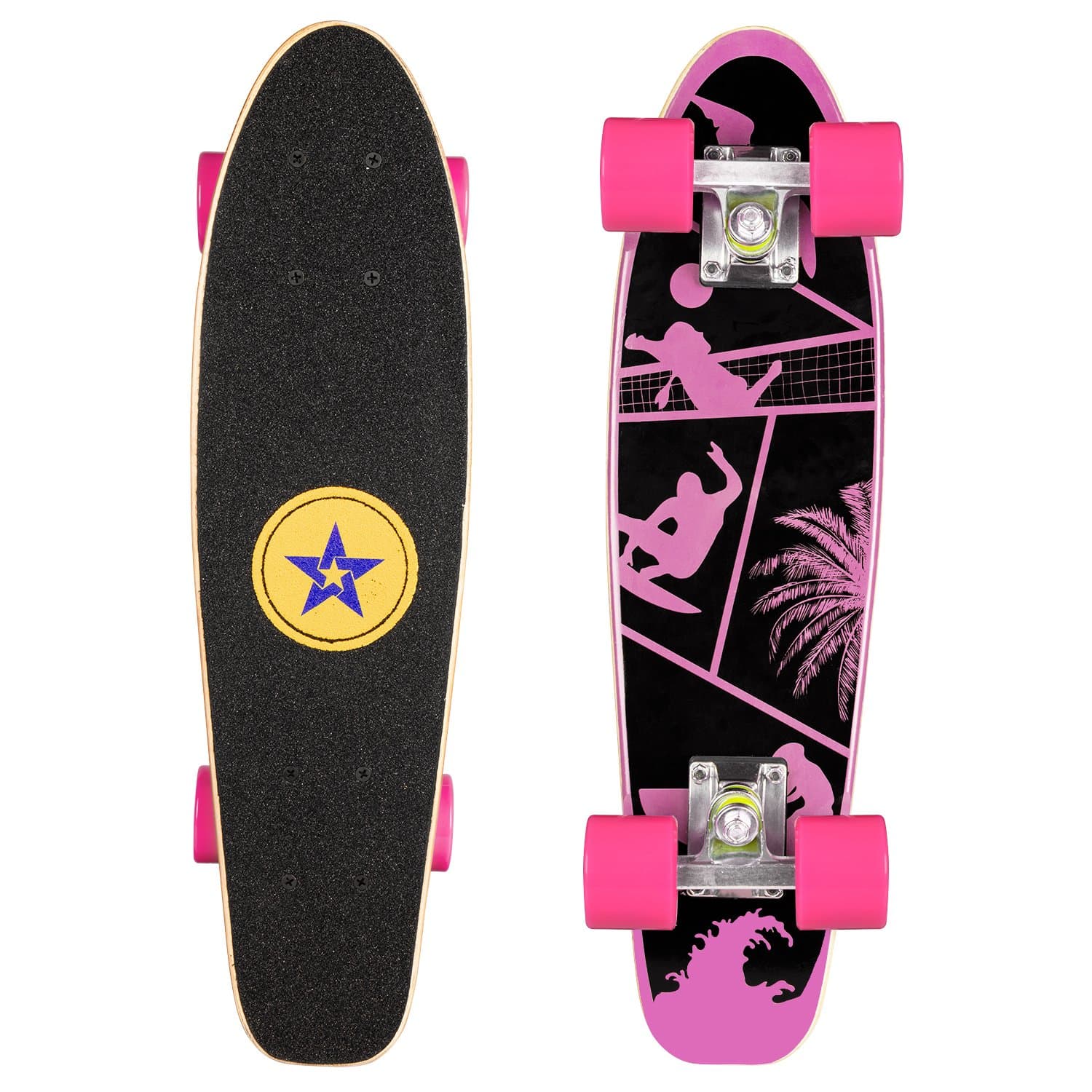 NAVESTAR Cruiser Skateboard 22" Mini Skateboard Complete with Maple Wood Deck, Smooth Bearing, 82A PU Wheels for Beginners, Kids, Boys, Girls, Youths