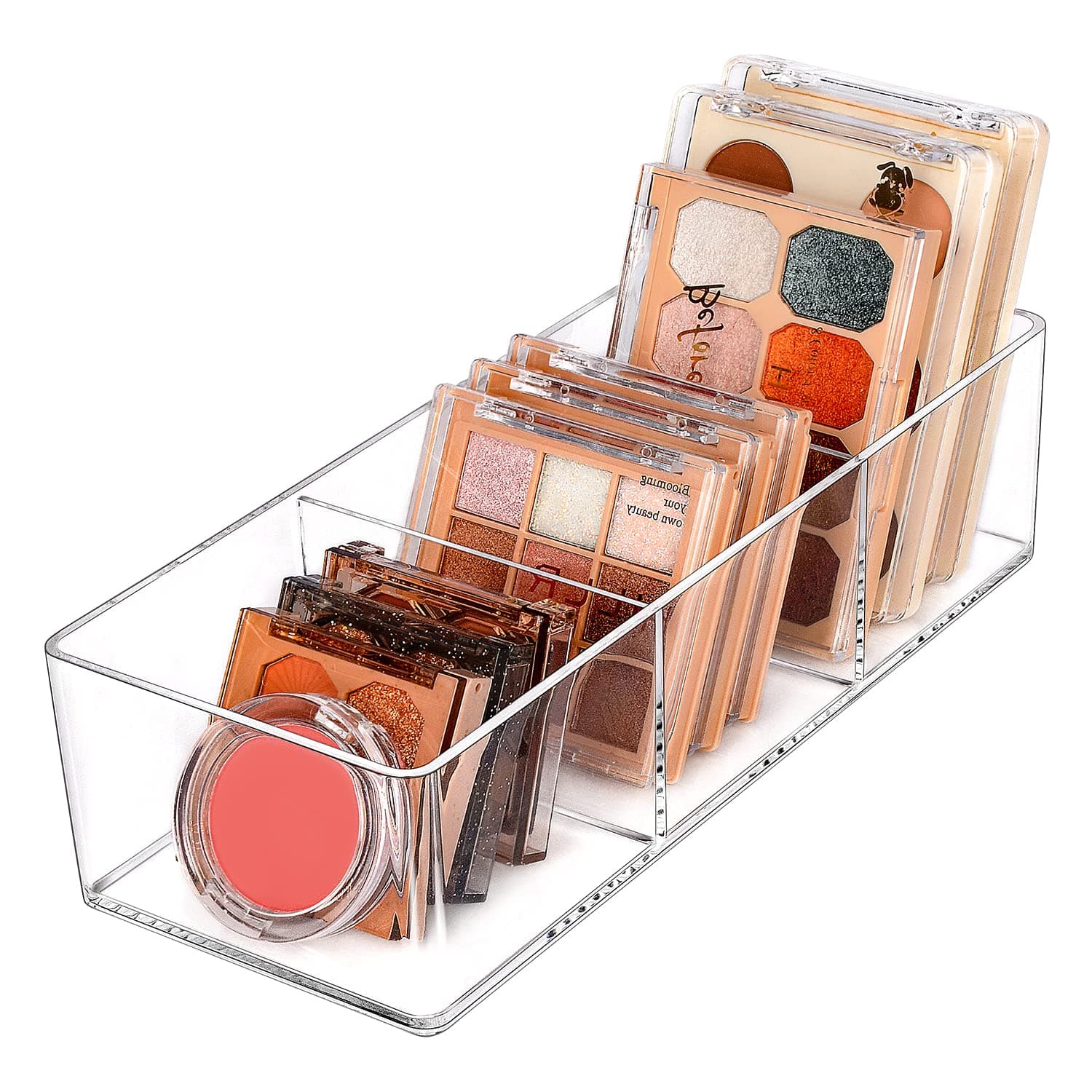 JessLab Drawer Organizer, 3-Compartment Acrylic Makeup Organizer Cosmetic Storage Jewelry Display for Desk Wardrobe Bathroom Vanity Countertop, Transparent