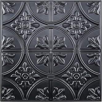 Art3d Drop Ceiling Tiles 2x2, Glue-up Ceiling Panel, Fancy Classic Style in Black