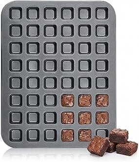 1 Pcs Mini Brownie Bites Pan with Dividers Small Baking Pans 48 Cavity Mini Square Muffin Pan Nonstick Heavy Duty Carbon Steel Cupcake Tool for Christmas Birthday Gift Wedding Party