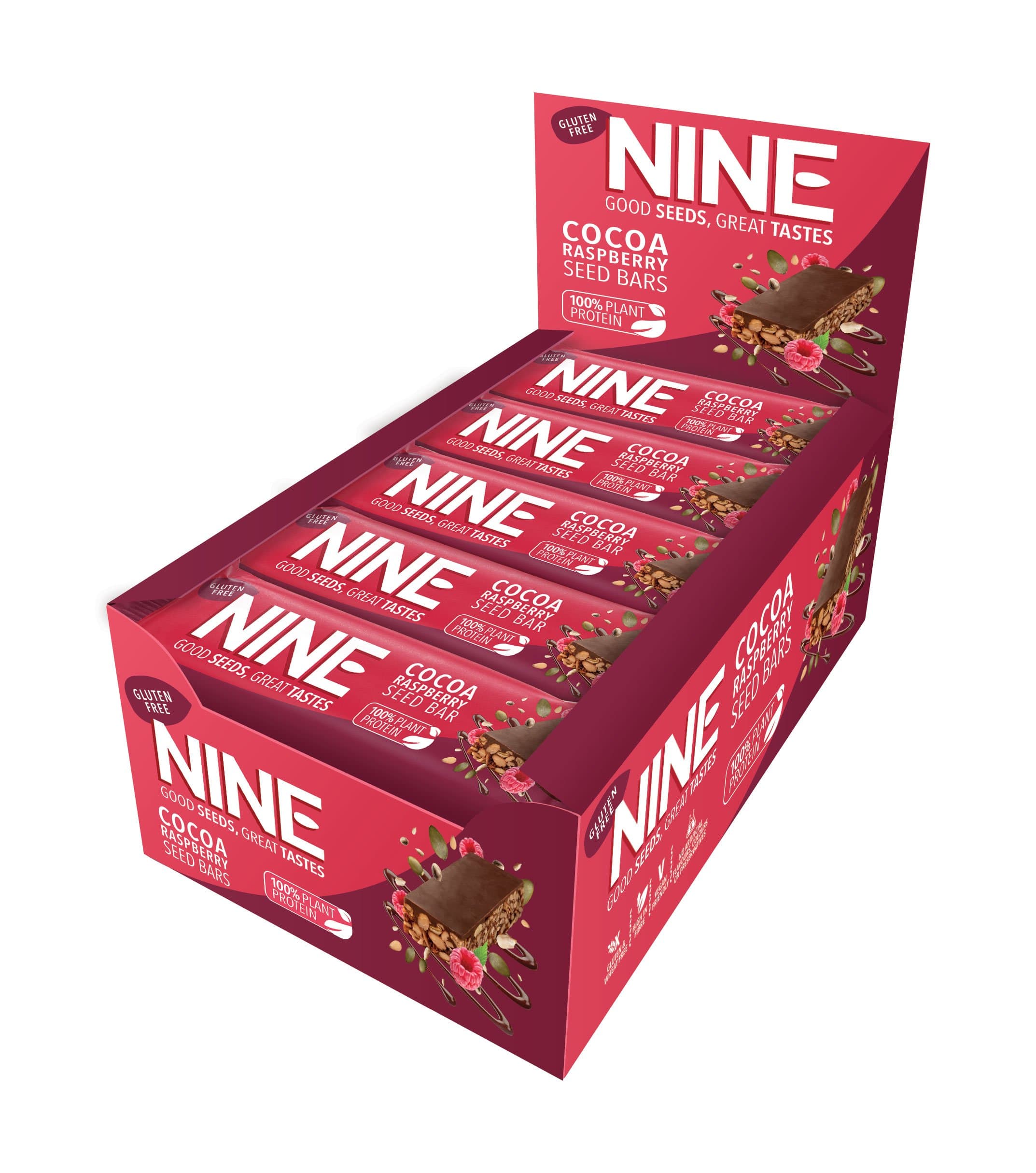 Nine Cocoa Raspberry Seed Bar, 40 g , Pack of 20
