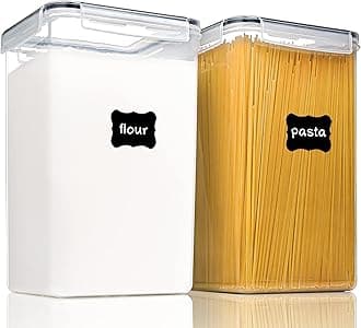Large Food Storage Containers with Lids Airtight 6.5L / 5.9 quart, for Flour, Sugar, Baking Supply and Dry Food Storage, 2PCS BPA Free Plastic Canisters for Kitchen Pantry Organization