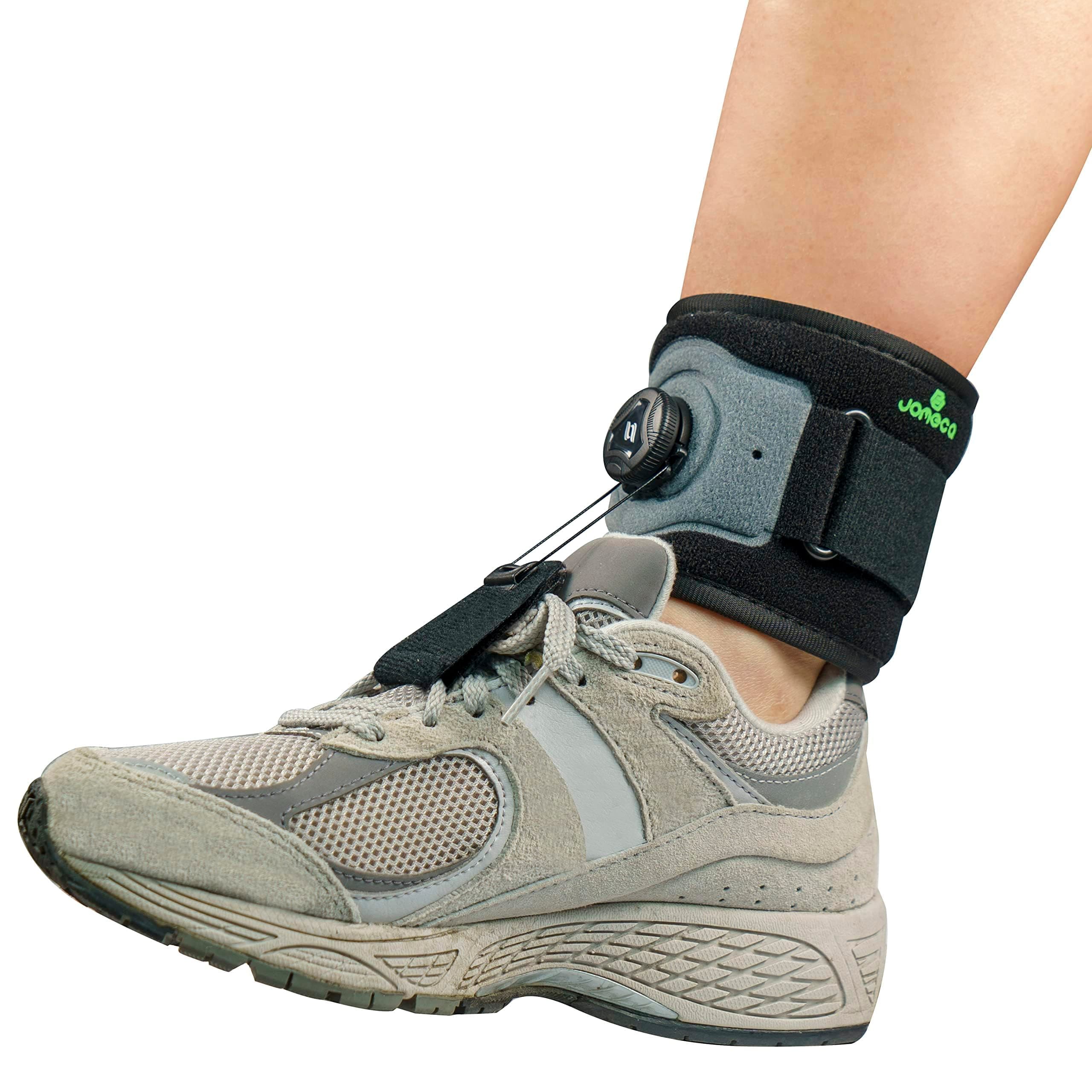 Drop Foot Brace with Reel-Adjust Dorsiflexion Drop Foot Support Lifting Up Foot Drop Brace for Walking with Shoes for Foot Drop Cause by ALS,MS,Stroke,Diabetic Neuropathy AFO Fit Women & Men (1, Gray-Black)