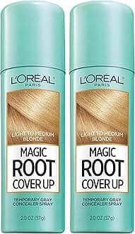 L'Oreal Paris Hair Color Magic Root Cover Up Temporary Colored Concealer Spray for Gray Roots, Lightweight formula, Ammonia and Peroxide Free, Light to Medium Blonde, 2 count