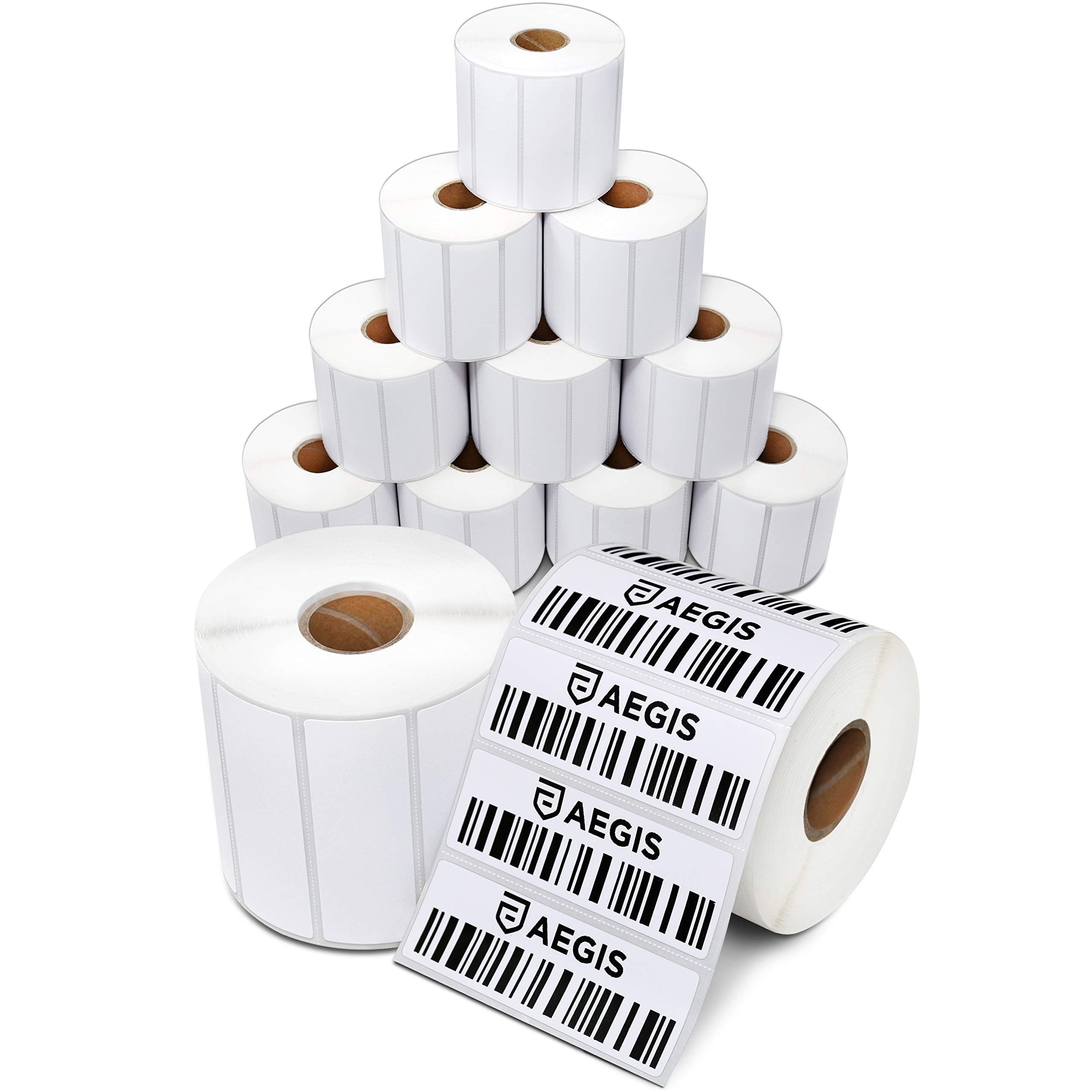 Aegis Adhesives - 3" X 1" Direct Thermal Labels (12 Rolls, 1300 Labels/Roll) for Barcodes, Address - Perforated, Compatible with Rollo, Zebra, and Other Desktop Label Printers