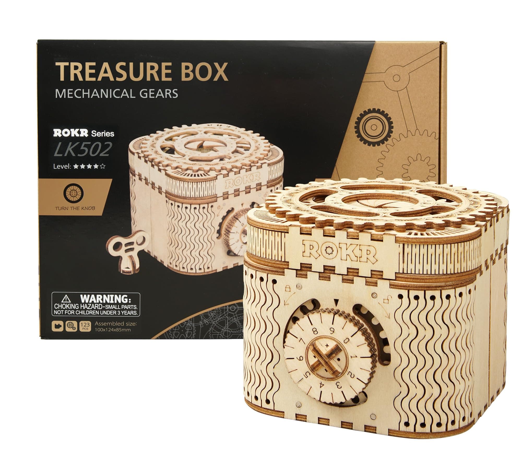 3D Assembly Wooden Puzzle DIY Crafts Kit Fun Creative DIY Toy Treasure Box Brain Teaser Mechanical Engineering Model Building Kits Educational Toy Birthday Gift for Adults and Kids Age 14+