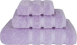 American Soft Linen Premium 3 Piece Towel Set, 1 Bath Towel 1 Hand Towel 1 Washcloth, 600 GSM 100% Cotton Turkish Towels for Bathroom, Lilac Towel Set