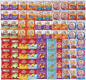 Niro Assortment | 80 Packs Individual Bags Cheese Crackers Variety Pack, Cheez-It, Gold fish, Annie's, and Ritz Bits Snack Packs | Snacks for Adults and Children