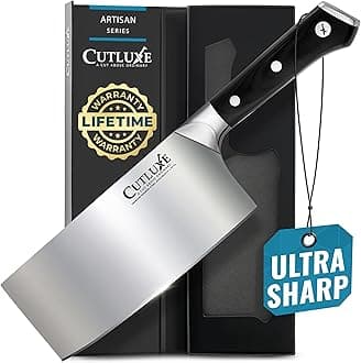 Cutluxe Cleaver Knife - 7" Meat Cleaver, Butcher Knife for Meat Cutting – German Steel Blade, Full Tang, Ergonomic Handle Design – Artisan Series